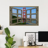 Overlooking The Golden Gate Bridge Window Poster ポスター (ホームオフィス)