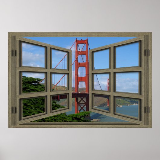 Overlooking The Golden Gate Bridge Window Poster ポスター (正面)