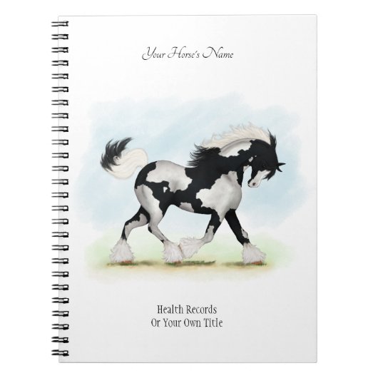 Overo Gypsy パーソナライズされた Horse Owner's Journal ノートブック (正面)