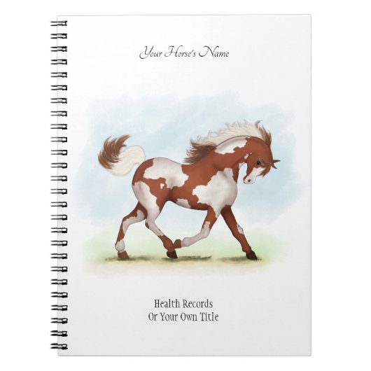 Overo Pinto Horse パーソナライズされた Owner's Journal ノートブック (正面)