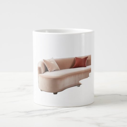 Oversized Curved Velvet Sofa Plush Luxury and Soft ジャンボコーヒーマグカップ (正面)