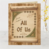 Oversized From Us Allヴィンテージスクロール名前をカスタムする カード (黄色い花)