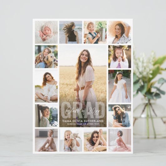 Oversized Photo Collage Modern Overlay Graduation 案内状 (スタンド正面)