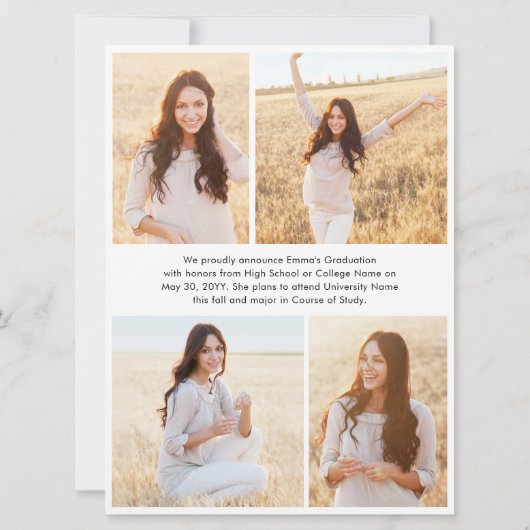 Oversized Photo Collage Modern Overlay Graduation 案内状 (裏面)