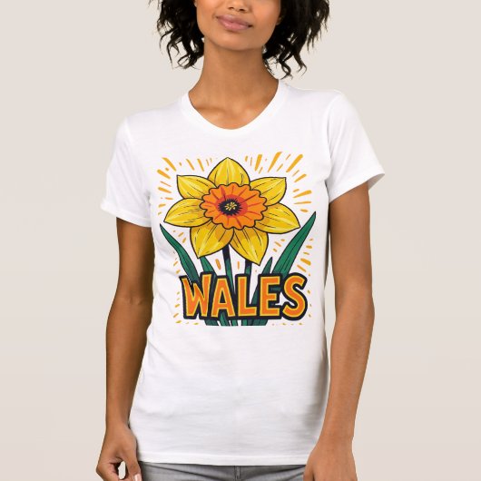 Oversized Retro Daffodil Celebratory Emblem Tシャツ (正面)