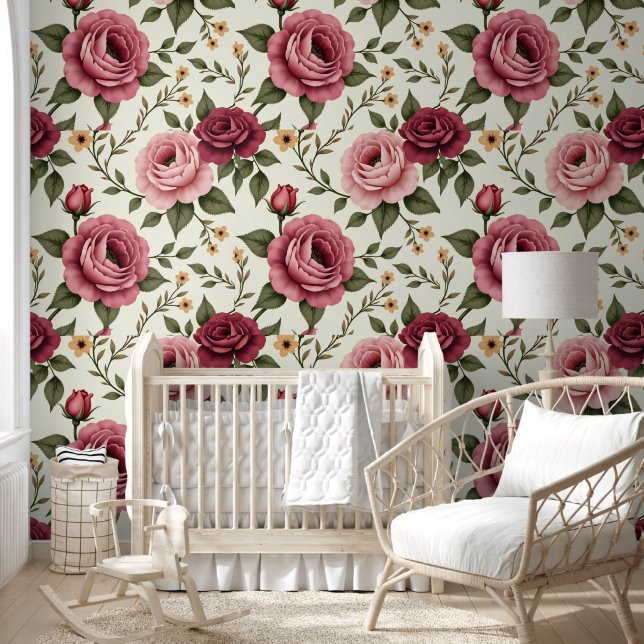 Oversized Roses With Pink And Burgundy 壁紙 (キッズ)