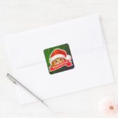 Oversized Santa Hat Cat Sticker – Cute Hidden Eyes スクエアシール (封筒)