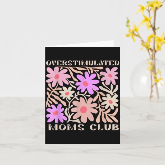 Overstimulated Boho Floral Mama Moms Funny Gift Mo カード (黄色い花)
