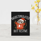 Overstimulated But Festive Christmas Racoon Men Wo カード (黄色い花)