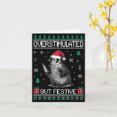 Overstimulated But Festive Christmas Ugly Penguin  カード (黄色い花)