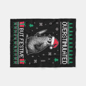 Overstimulated But Festive Christmas Ugly Penguin  フリースブランケット (正面(横))