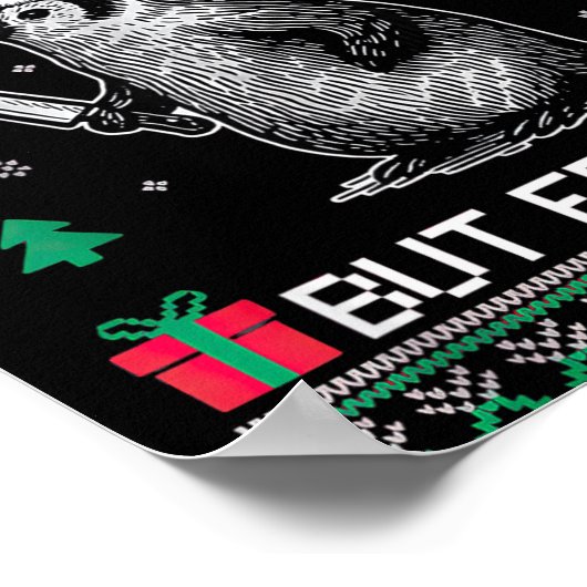 Overstimulated But Festive Christmas Ugly Penguin  ポスター (角)