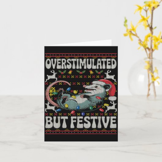 Overstimulated But Festive Ossum Christmas Ugly Sw カード (黄色い花)