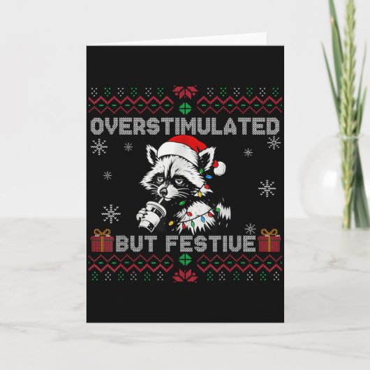 Overstimulated But Festive Ossum Ugly Sweater Chri カード (正面)