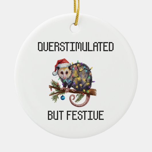 Overstimulated But Festive Possum  セラミックオーナメント (正面)