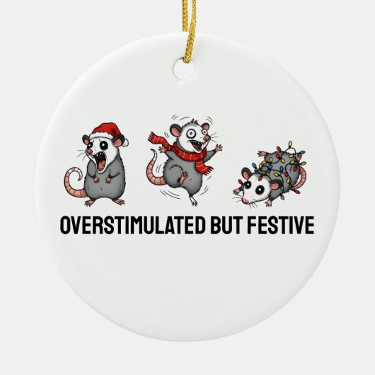 Overstimulated But Festive Possum Christmas  セラミックオーナメント (正面)