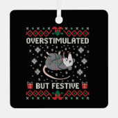 Overstimulated But Festive Possum Christmas Funny メタルオーナメント (正面)