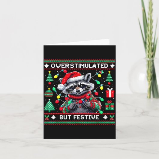Overstimulated But Festive Raccoon Christmas  カード (正面)