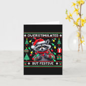 Overstimulated But Festive Raccoon Christmas  カード (黄色い花)