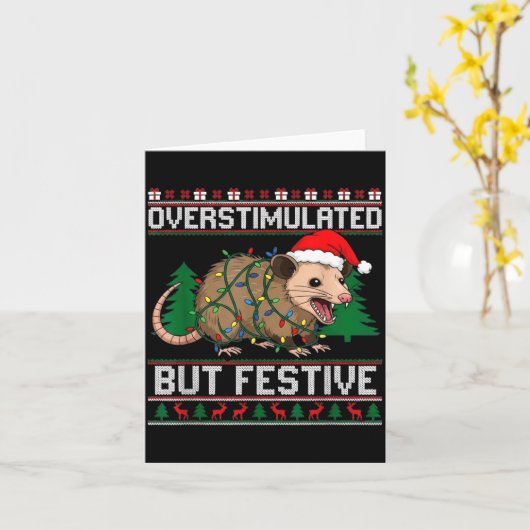 Overstimulated But Festive Ssum Christmas Pajamas  カード (黄色い花)