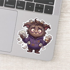Overstimulated Chaos Bear Burnout Coffee Sticker シール