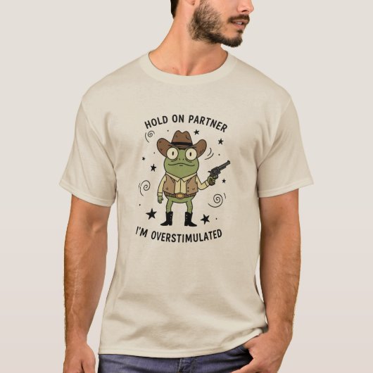 Overstimulated Cowboy Frog Funny Meme Tシャツ (正面)