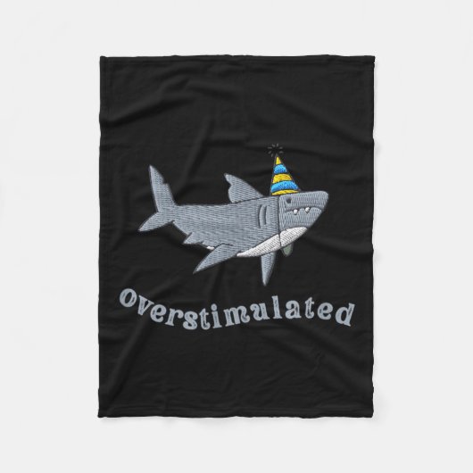 Overstimulated Hat Shark Funny Birthday,men,women フリースブランケット (正面)