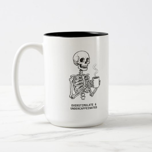 OVERSTIMULATED & UNDERCAFFEINATED COFFEE MUG ツートーンマグカップ (左)