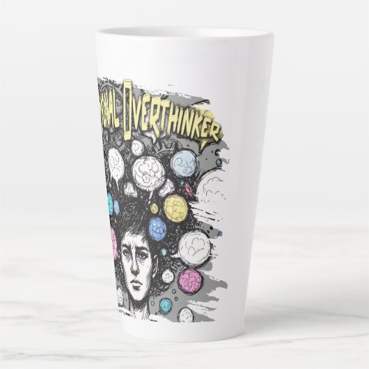 overthinker funny design カフェラテマグ (正面)