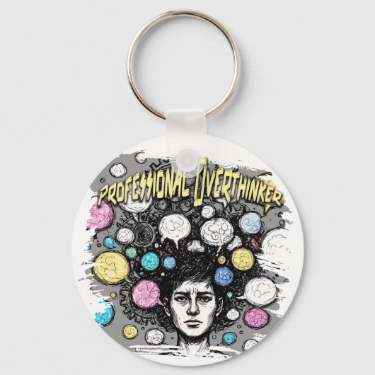 overthinker funny design キーホルダー (正面)
