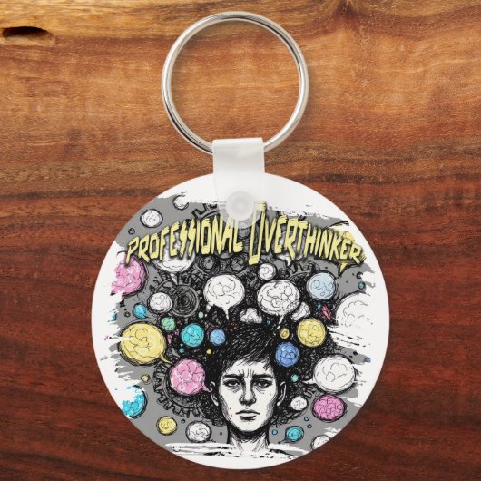 overthinker funny design キーホルダー (正面)