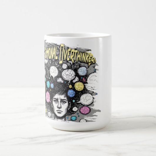 overthinker funny design コーヒーマグカップ (中央)