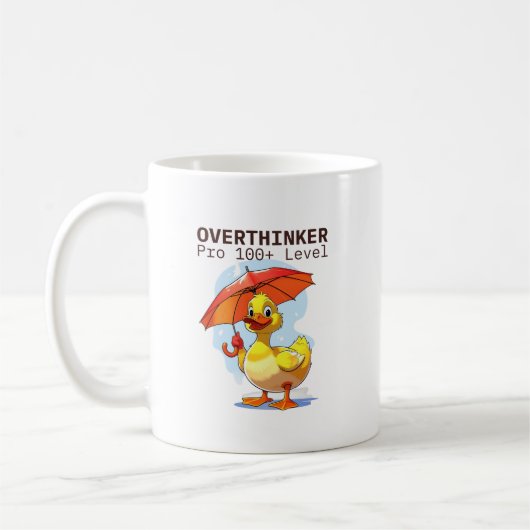 Overthinker Pro Duck Mug – Funny Mental Health Hum コーヒーマグカップ (左)