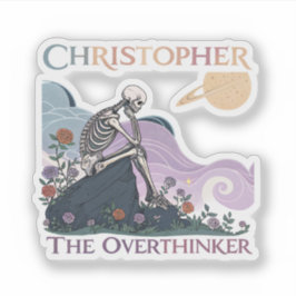 Overthinker Skeleton Custom Name Vinyl Sticker シール