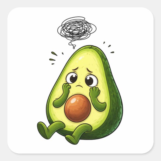 Overthinking Avocado Sticker スクエアシール (正面)