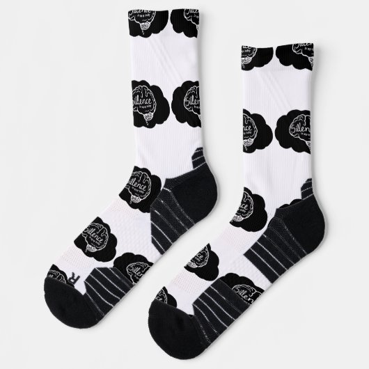 Overthinking Brain Cartoon Mental Health Art ソックス (左)