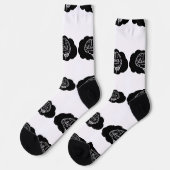 Overthinking Brain Cartoon Mental Health Art ソックス (左)