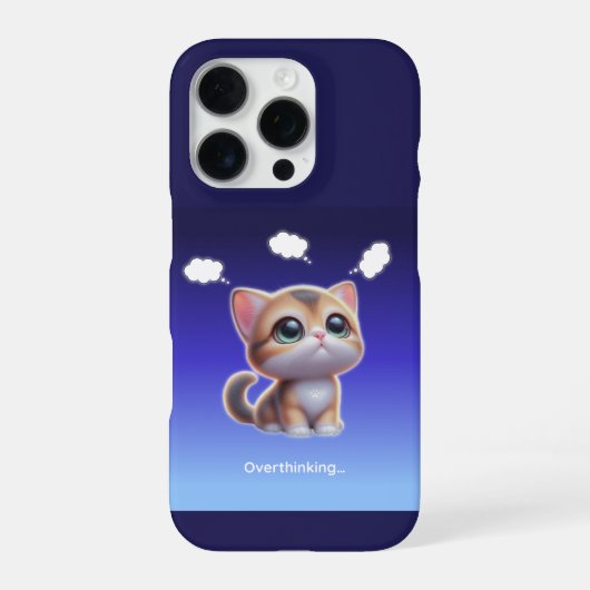 Overthinking Cat Case – Cute Kawaii Cat Design iPhoneケース (裏面)