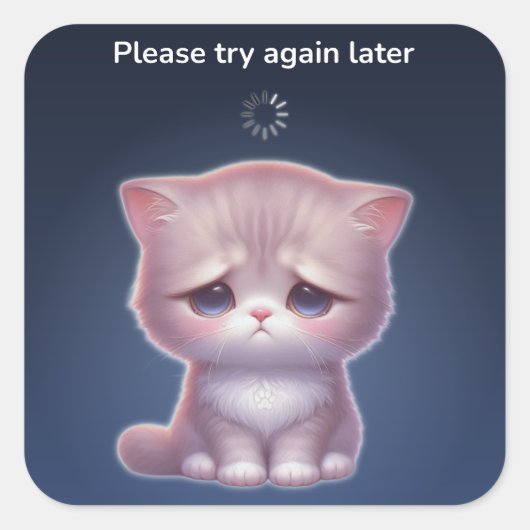 Overthinking Cat Sticker – Cute Mood スクエアシール (正面)