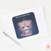 Overthinking Cat Sticker – Cute Mood スクエアシール (封筒)
