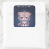 Overthinking Cat Sticker – Cute Mood スクエアシール (バッグ)
