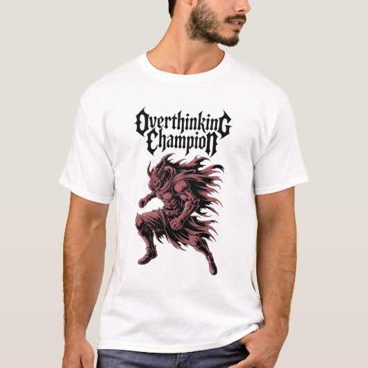 Overthinking Champion Graphic Edgy Demonic Tシャツ (正面)