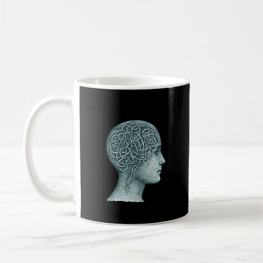 Overthinking Mind Mug • Modern Mental Noise Symbol コーヒーマグカップ (左)
