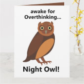 Overthinking Night Owl Funny カード (黄色い花)