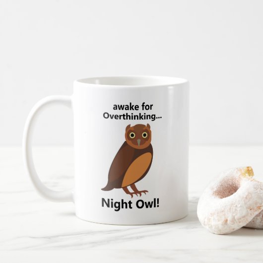 Overthinking Night Owl Funny コーヒーマグカップ (ドーナツ)