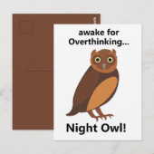 Overthinking Night Owl Funny ポストカード (正面/裏面)