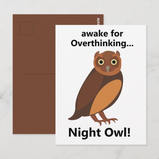 Overthinking Night Owl Funny ポストカード (正面/裏面)