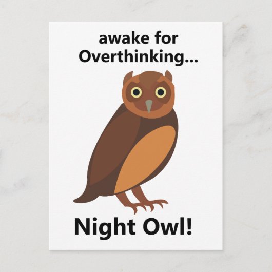 Overthinking Night Owl Funny ポストカード (正面)
