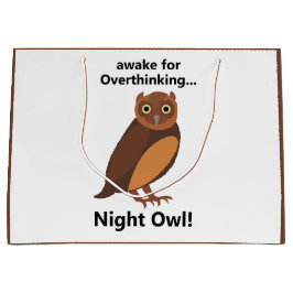 Overthinking Night Owl Funny ラージペーパーバッグ