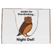 Overthinking Night Owl Funny ラージペーパーバッグ (裏面)